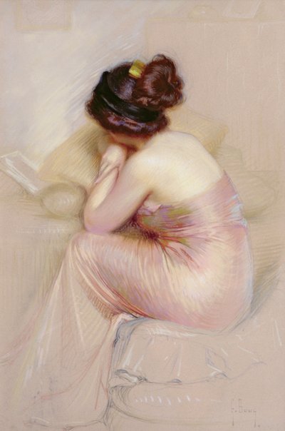 Study of Young Woman in a Satin Evening Dress by Gaston Bouy